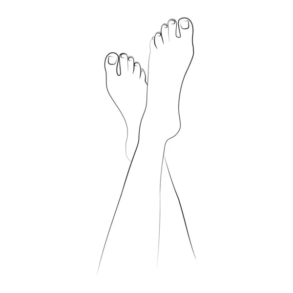Γυναικεία Πόδια Γραμμή Τέχνης Ένα Σχέδιο Γραμμής Κομψή Απεικόνιση — Διανυσματικό Αρχείο