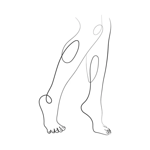 Γυναικεία Πόδια Γραμμή Τέχνης Μια Γραμμή Σχέδιο — Διανυσματικό Αρχείο