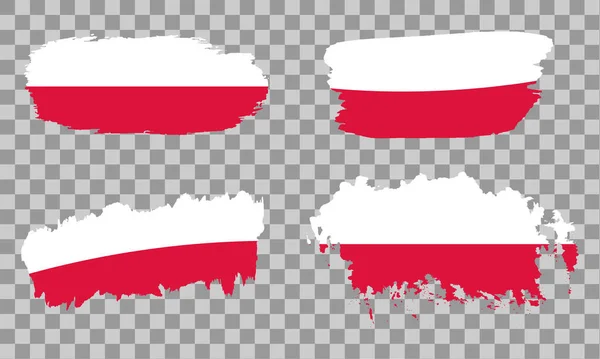 水彩ブラシストロークでポーランド国旗のセット — ストックベクタ