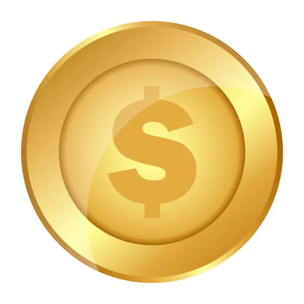 Coin Vector Dollar White Background — Stock Vector