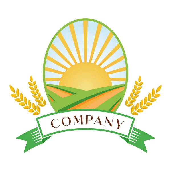 Logo Vettoriale Agricoltura Agricoltura Biologica — Vettoriale Stock