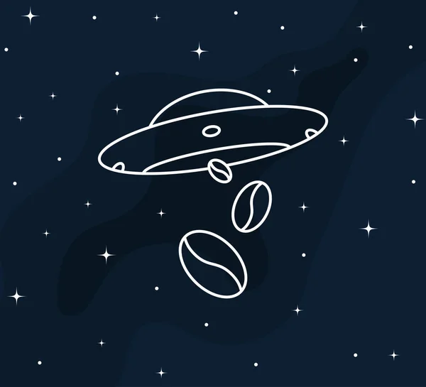 Galaxy Coffee Shop Flying Saucer Vector Illustration — Stock Vector