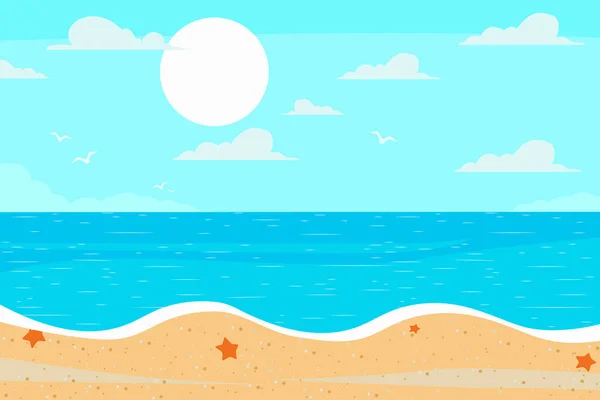 Beach Landscape Outdoor Recreation Sea Vector Illustration — Stock Vector