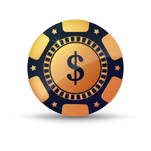 Puce Poker Dorée Image Dollar — Image vectorielle