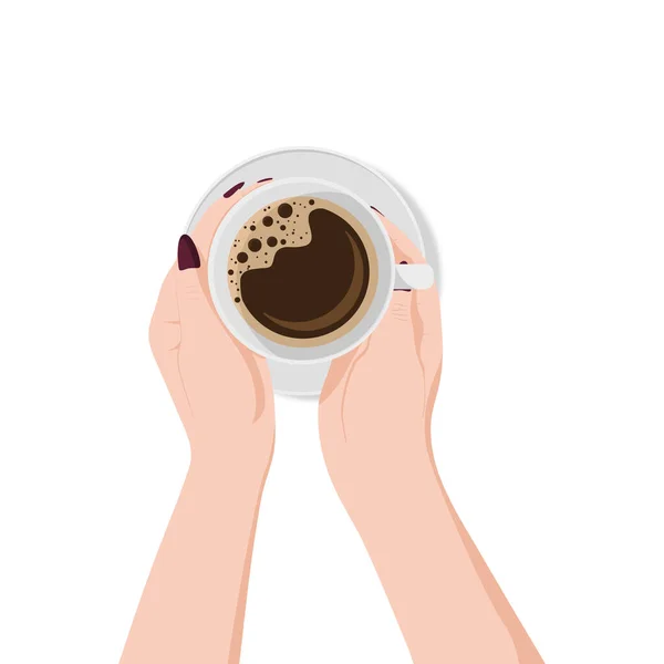 Hands Holding Cup Coffee White Background — Stock Vector