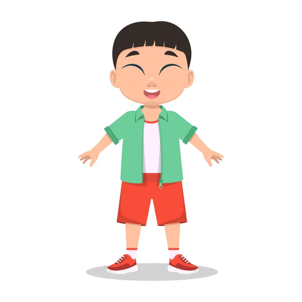 Child Smiling Boy Eyes Closed — Stock Vector