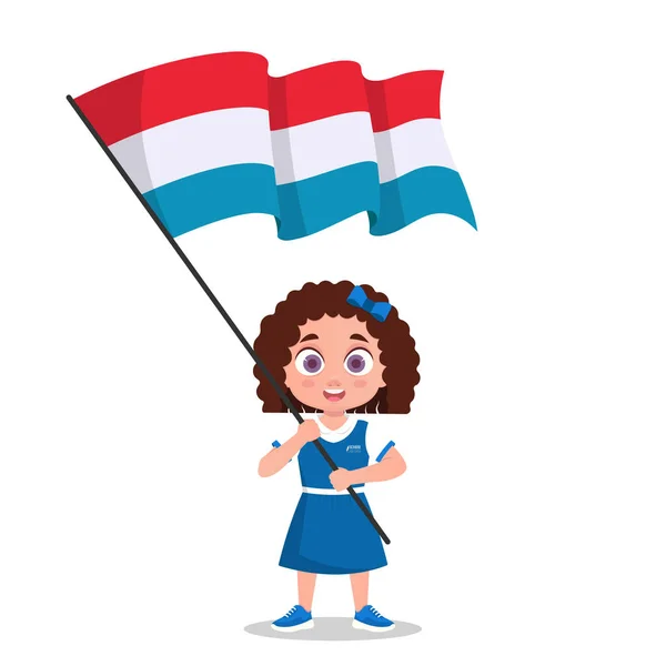 stock vector Girl with the flag of Luxembourg.