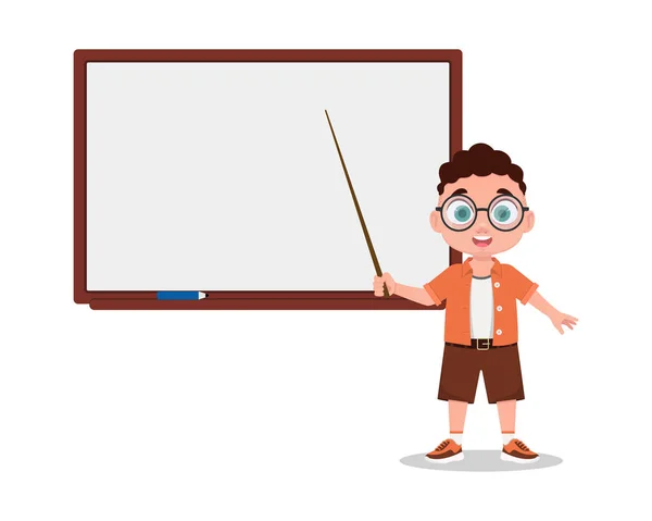 Boy Answers Schoolboy School Board — Stock Vector
