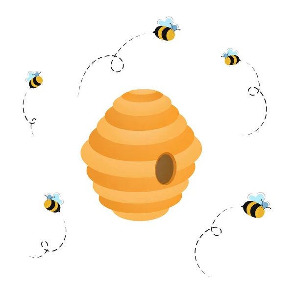Медовая Пчела Улей Графический Дизайн Векторным Рисунком — стоковый вектор