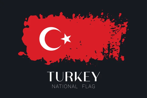 Turkiet National Flagga Mörk Bakgrund Pensel Stil — Stock vektor