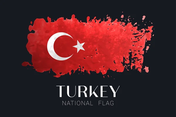 Nationell Flagga Turkiet Mörk Bakgrund — Stock vektor