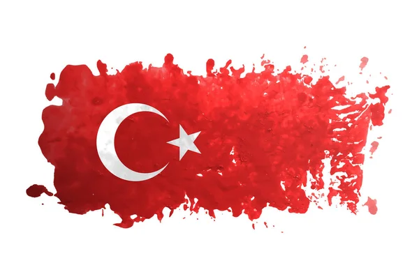 Türkische Nationalflagge Pinselstil Aquarell — Stockvektor