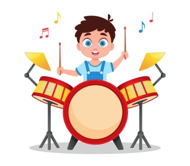 Davul çalan sevimli çocuk, müzik aleti çalan çocuk.