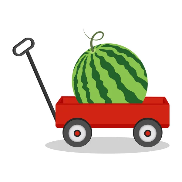 Wagen Met Watermeloen Vectorillustratie — Stockvector
