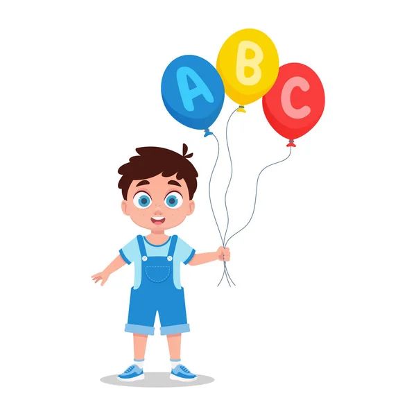 Χαριτωμένο Μικρό Αγόρι Μπαλόνια — Διανυσματικό Αρχείο