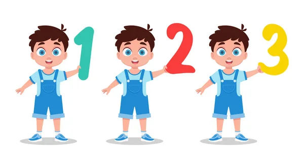 stock vector Set of kids with numbers