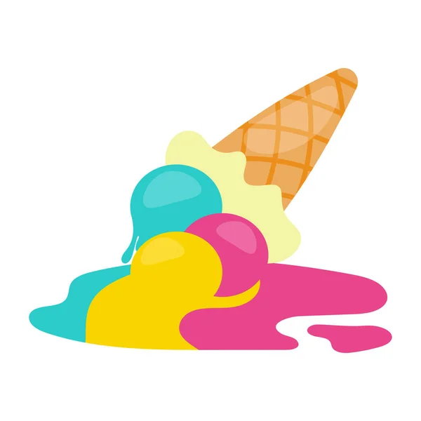落下したアイスクリーム アイスクリームが溶け 白い背景に隔離され イラスト — ストックベクタ
