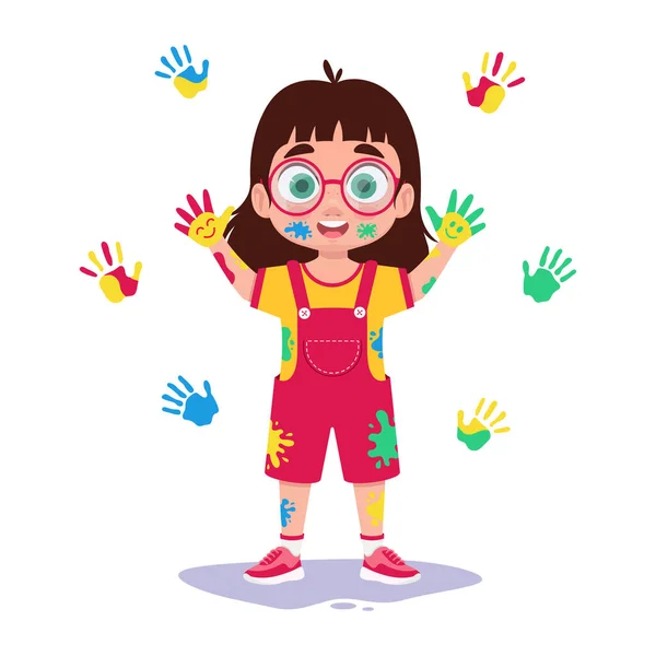 Παιδί Μπογιές Αποτυπώματα Χεριών — Διανυσματικό Αρχείο