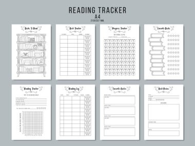 Reading tracker, book reading planner. Vector illustration clipart