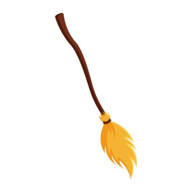 Çizgi film süpürgesi beyaz arkaplanda izole edildi