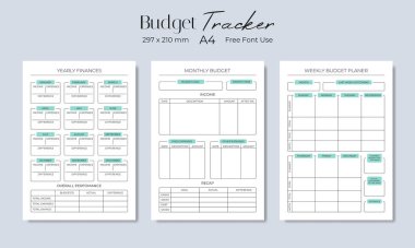 Bütçe takip cihazı, bütçe planlayıcısı. Vektör illüstrasyonu