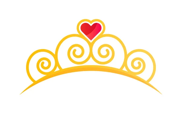 Corona Princesa Dorada Ilustración Vectorial — Vector de stock