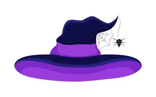 Halloween Witch Vector Hat Cobweb Spider — Stock Vector
