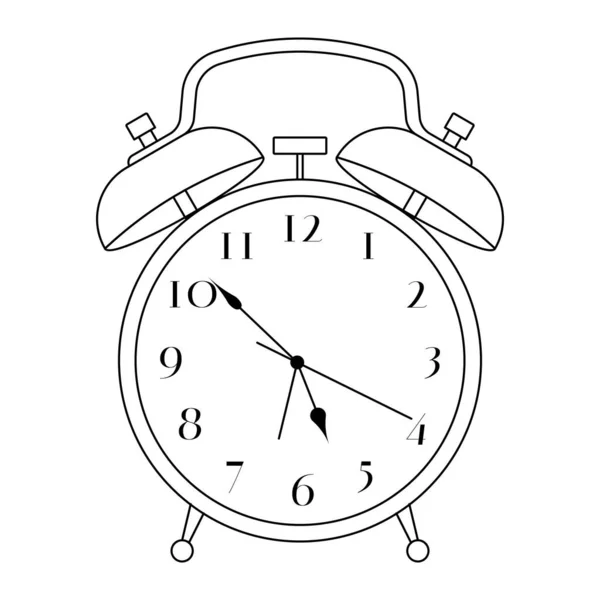 Reloj Despertador Aislado Sobre Fondo Blanco Ilustración Vectorial — Archivo Imágenes Vectoriales