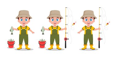 Balıkçı bir çocuk bir balık yakaladı.