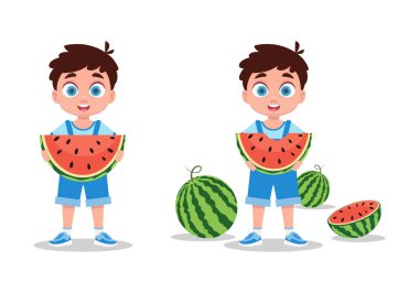 Karpuz yiyen bir çocuğun çizimleri.