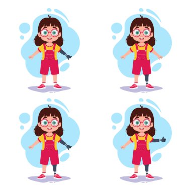 Protez kolları ve bacakları olan bir kız.