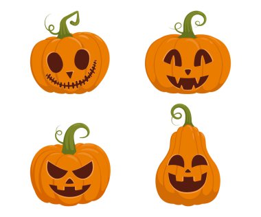 Beyaz arkaplanda balkabağı seti