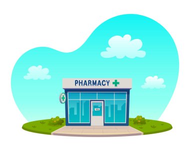 Eczane binası, vektör illüstrasyonu