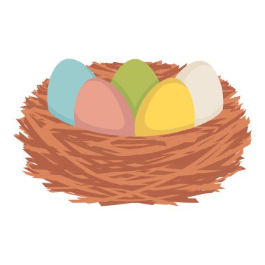 Paskalya yumurtaları, üzerinde beyaz izole ile iç içe