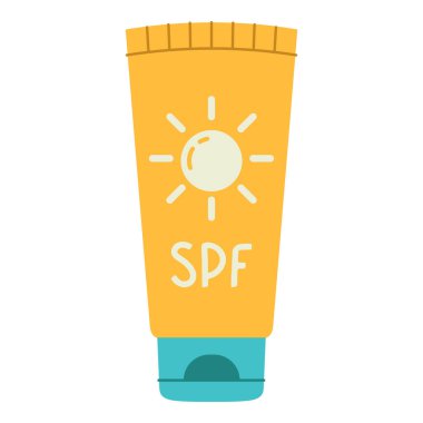 Beyaz arkaplanda güneş kremi, vektör illüstrasyonu