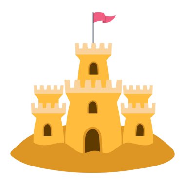 Kumdan kale, çizgi film tarzı, vektör illüstrasyonu