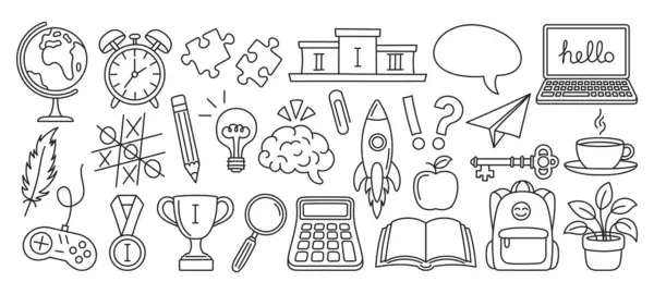Элемент Дизайна Графические Символы Образовательные Иконки Нарисованные Вручную Стиле Каракулей Лицензионные Стоковые Иллюстрации
