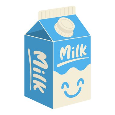 Süt ambalajlama çizimi, beyaza izole edilmiş, elle çizilmiş