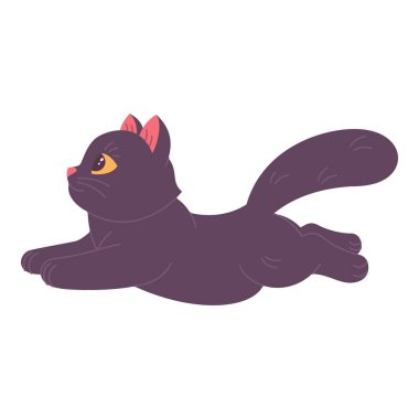 Kedi zıplama, kenar görünüm, vektör illüstrasyonu