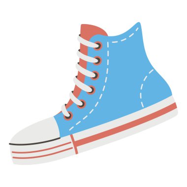 Spor ayakkabılar, 90 'lardan kalma ayakkabılar. Beyaz arkaplanda vektör illüstrasyonu