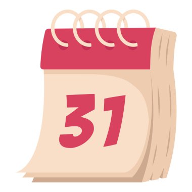 31 Aralık tarihli takvim, beyaz arkaplanda vektör illüstrasyonuName