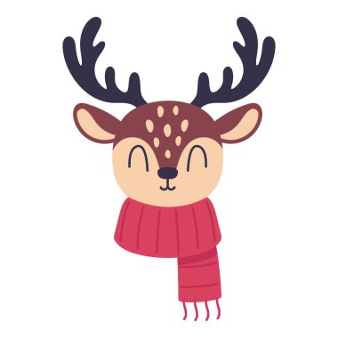 Beyaz arkaplanda eşarp takan geyik