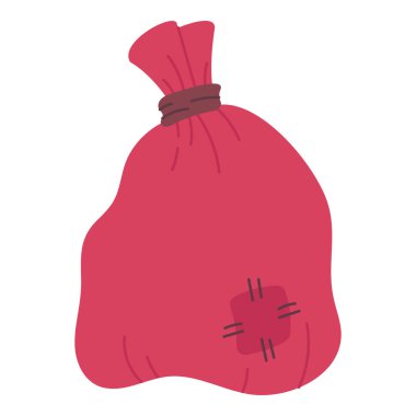 Noel Baba hediye çantası, beyaz arka plan, el çizimi.