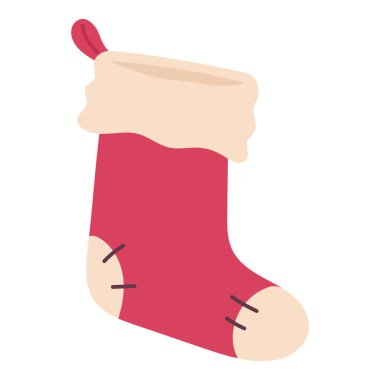 Christmas red stocking, hand drawn. Isolated object on white background clipart