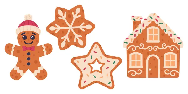 Beyaz arkaplanda zencefilli kurabiye seti