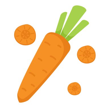 Dilimlenmiş Elle Havuç Beyaz Arkaplanda Çizilmiş Resim