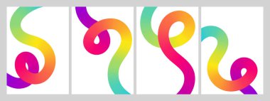 Beyaz arkaplanda 3B renk çizgileri, vektör posterleri ve kartlar için dinamik kompozisyonları olan gradyan soyut arkaplan