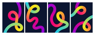 3B eğimli renk çizgileri dinamik vektör posterleri ve çağdaş baskı tasarımları olan soyut gradyan görseller