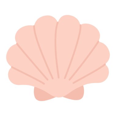 Beyaz arka planda basit düz deniz kabuğu. Yaz için en az pastel deniz kabuğu tasarımı, plaj temaları, okyanus dekorları ve eğitim malzemeleri