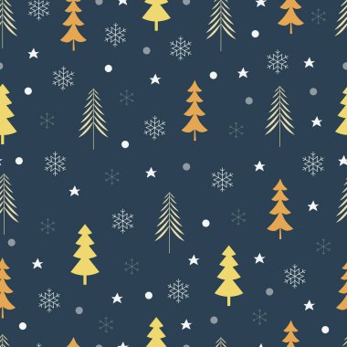 Noel ağaçlarının, kar tanelerinin ve puantiyelerin estetik düzenlemeleri. Her zaman kutsal, neşeli, Noel, pürüzsüz yüzey deseni